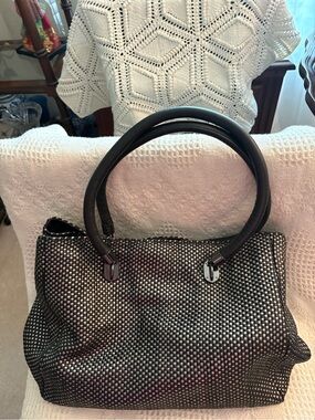 Cole Haan Black and Silver Woven Tote